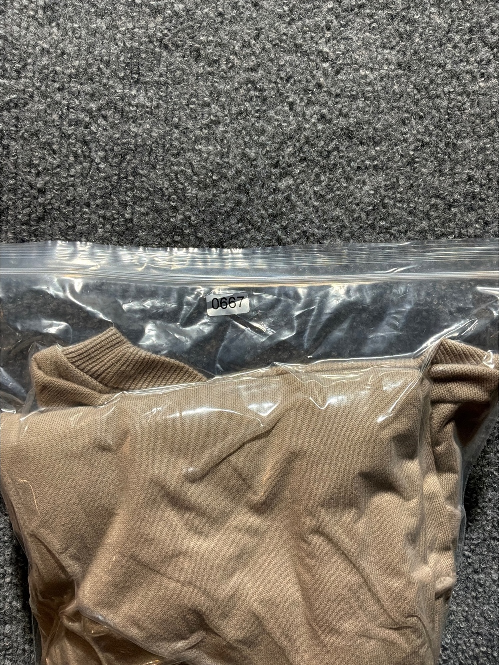 Beige Long Sleeve Women’s Sweatshirt with 'T' Print and Raw Hem - Picture 8 of 8